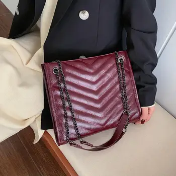 

Vintage Large Tote bag 2020 Fashion New Quality PU Leather Women's Designer Handbag Chain High capacity Shoulder Messenger bags