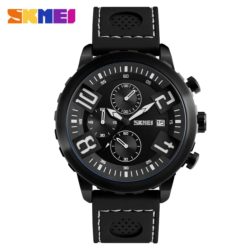 

Skmei 9153 Casual Six-pin Multi-functional Quartz Men Silicone Wrist Watch
