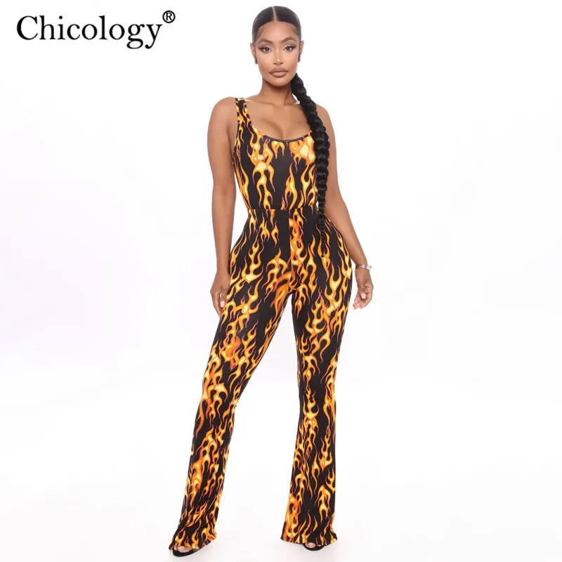 Chicology fire flame/боди с принтом брюки клеш комплект из 2 предметов женская одежда осень