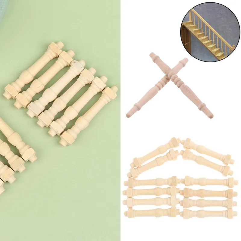New 12 Pcs DIY Spindles Balusters Wooden Railings Staircase Handrail