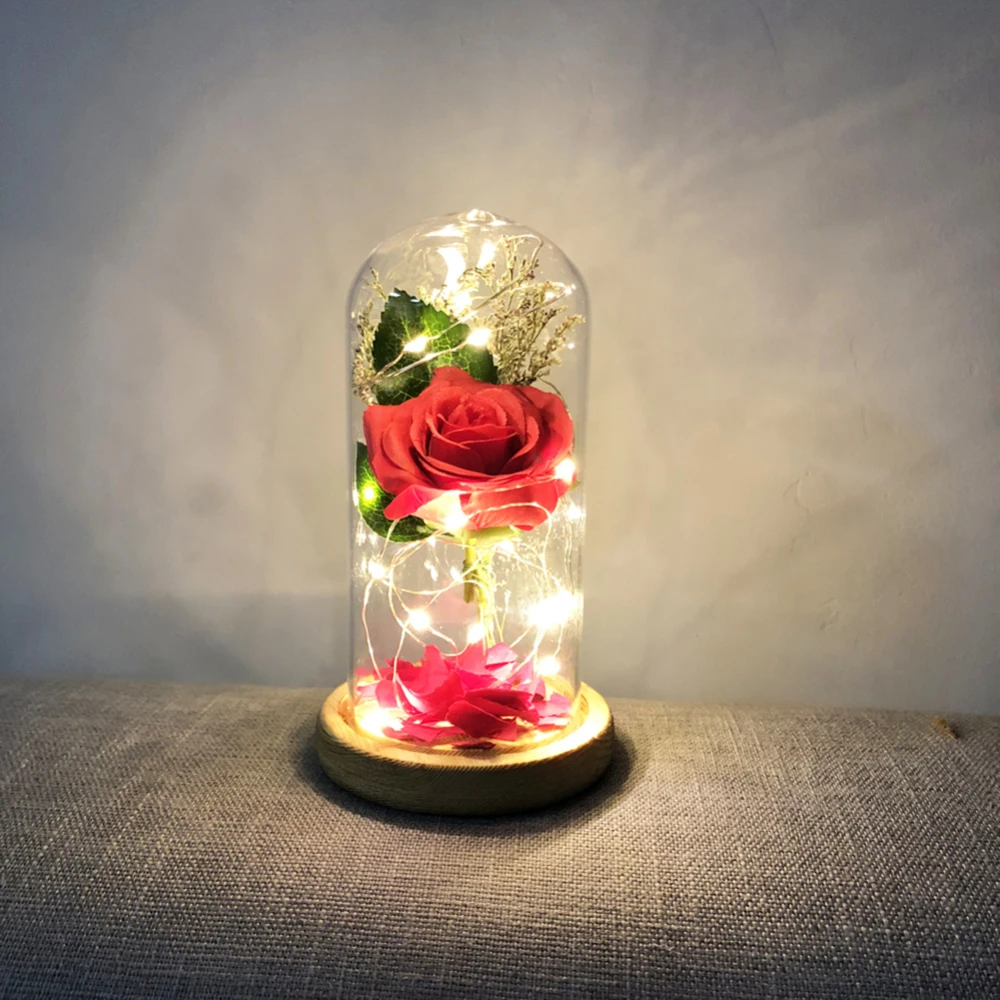 Светильник со светодиодной полосой, светящаяся искусственная Роза, романтическое украшение, цветок, свадьба, день Святого Валентина, подарок на день матери для любимой