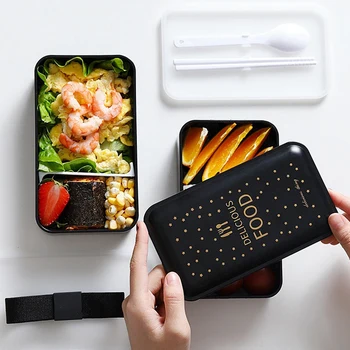 

1100Ml 2-Layer Bento Box with "FOOD" Leakproof Lunch Box for Work School Lunch Packaging and Meal Preparation