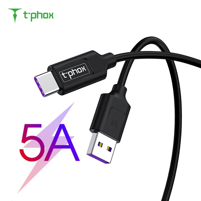 T-phox 5A usb type C кабель Supercharge для HUAWEI P30 P20 Pro Oneplus 6T USB C кабель для передачи данных type-C