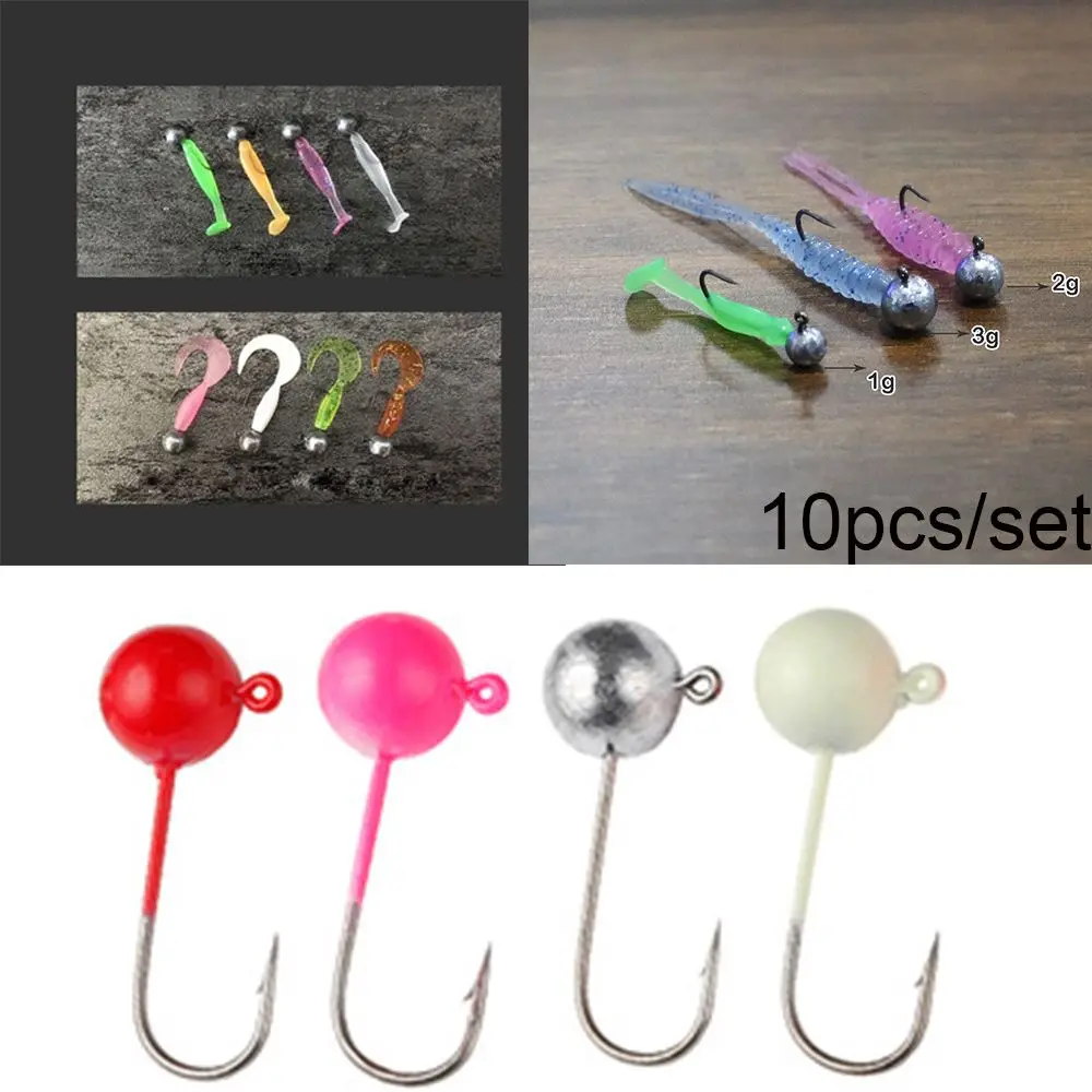 10pcs Luminous Rockfish Hook  Fishing Jigging Bait Lead Head Hook Round Head Barb Perforated Hook 1g 15g 2g 3g 5g 7g