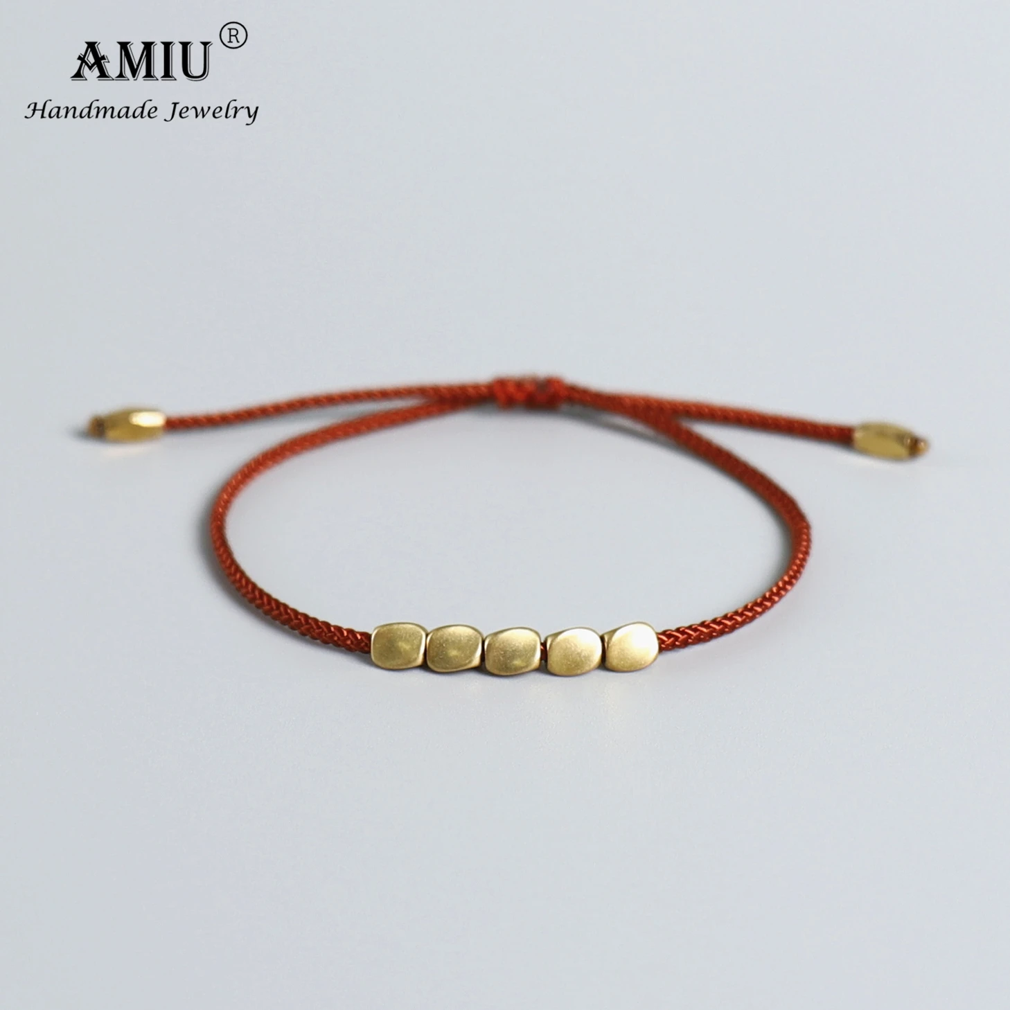 Leather Bracelets AMIU Handmade Tibetan Copper Beads Cotton Thread Lucky Rope Bracelet & Bangles for Women Men