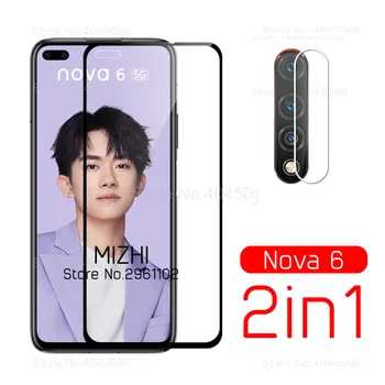 Перейти на Алиэкспресс и купить 2в1 Защитное стекло для huawei nova 6 5g Защитная пленка для объектива камеры на huwei huawei i nova 6 noua 6 WLZ-AL10 tremp glas 6,57
