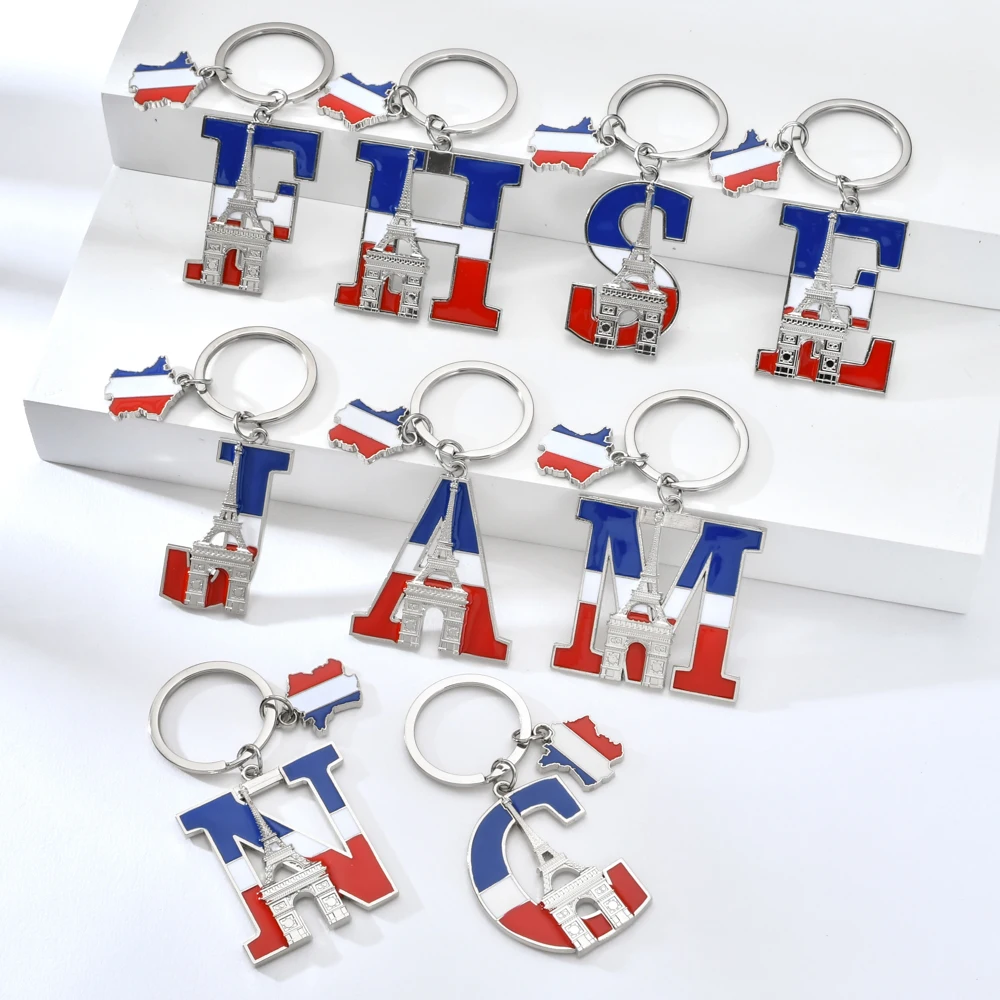 Vicney Fashion Letter Keychain France Souvenir Triumphal Arch Key Chain Uppercase Initials Zinc Alloy Eiffel Tower Keyring Gifts | Украшения