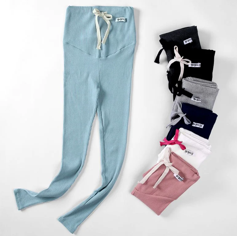 Autumn winter Drawstring High Waist Maternity Leggings for Pregnant Women Doll Pregnancy Leggings Pants Maternity Clothes