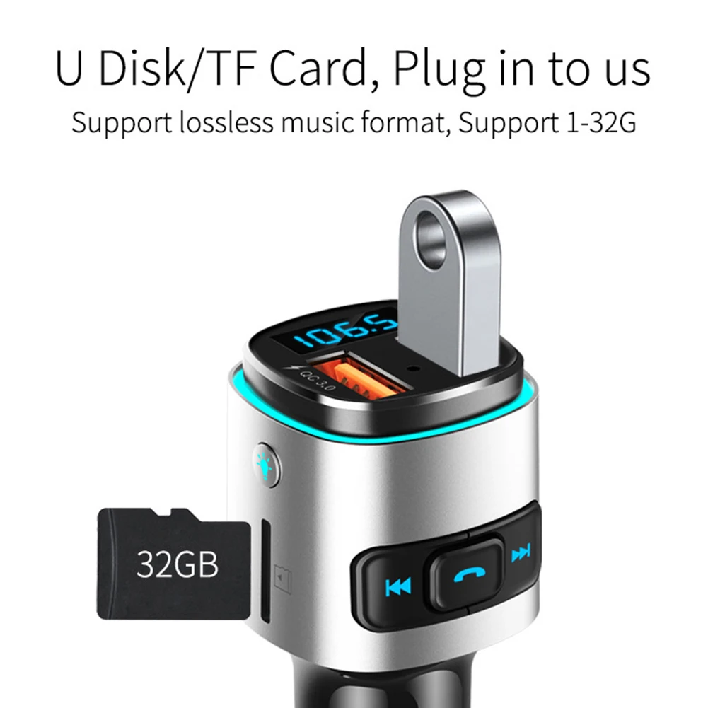 Автомобильный MP3-плеер BC41 MP4 плеер Bluetooth Handsfree автомобильный аудио два порта Быстрая зарядка через usb fm-передатчик радио адаптер DSP
