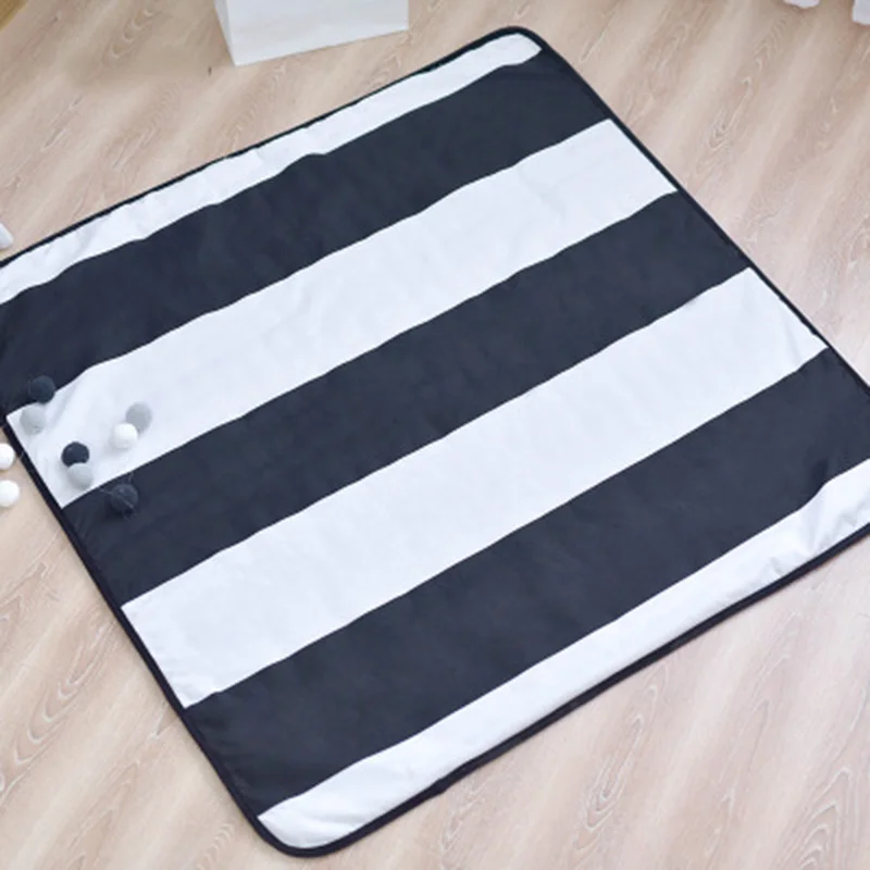 Children's tent mat moisture-proof thickening environmentally friendly tasteless cotton mat baby crawling mat non-slip carpet ma - Цвет: black strips