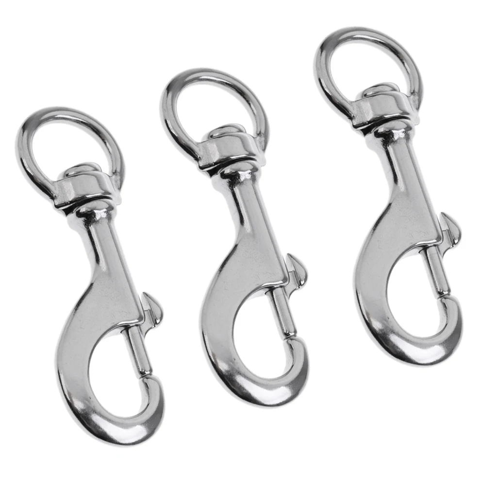 MagiDeal 3x Stainless Steel Eye Swivel Bolt Snap Hook Dog Chain Clip 88mm
