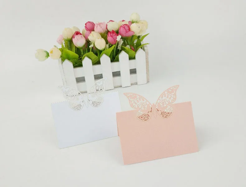 Romantic Heart Shape Butterfly Laser Carving Laser Wedding Pendulum Table-Bit Card Creative Laibin Name Table Cards Wholesale