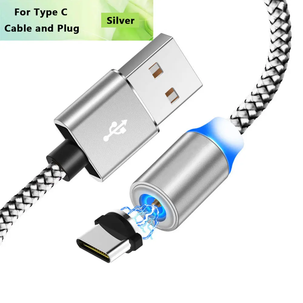 Silve Type C Cable Магнитный зарядный кабель для быстрой зарядки Micro usb type C кабель для iPhone 11 Pro Max samsung Xiaomi Мобильный телефон USB C Магнитный провод - Цвет: Silve Type C Cable