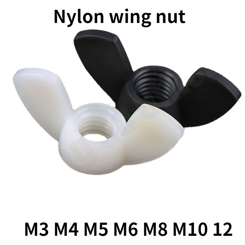 M3 M4 M5 M6 M8 M10 M12 White Plastic Thumb Butterfly Nut Nylon Wing