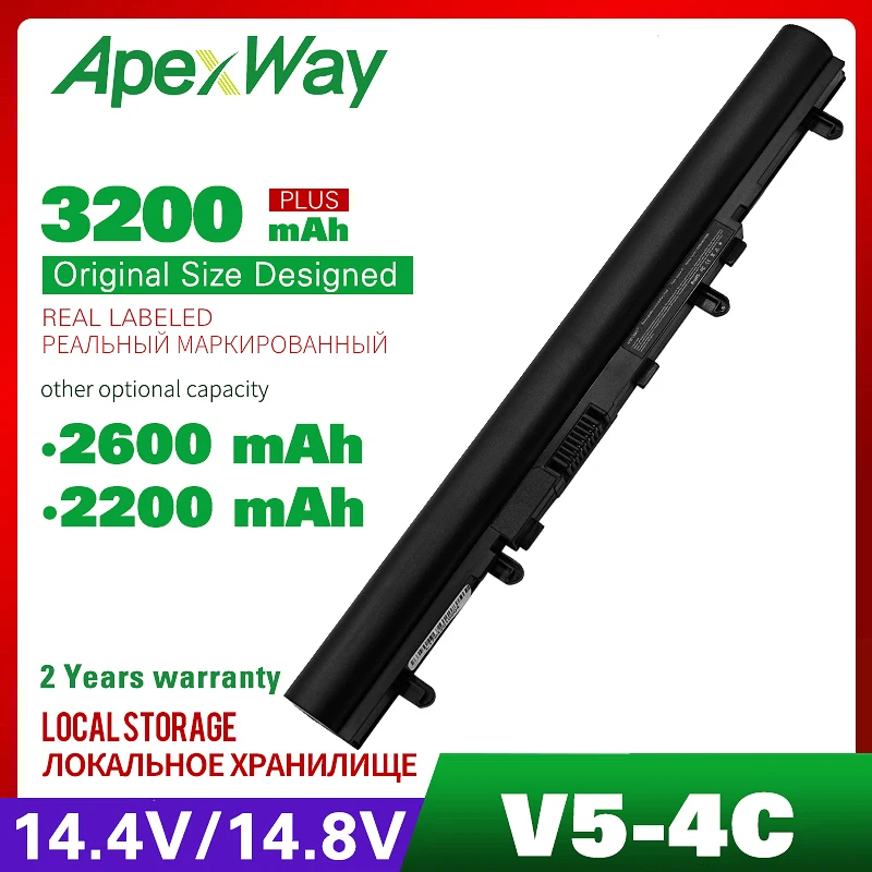 ApexWay 14 4 v 2200mAh Аккумулятор для ноутбука ACER Aspire AL12A32 AL12A72 V5|battery for acer aspire|battery acerlaptop