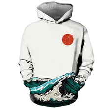 Sweatshirt 3D Hoodie Men Coat Painting Couple Streetwear Japanese Loose-Sea-Moon Winter