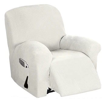 

Washable Home Decor Living Room Anti Slip Sofa Protector Stretch With Pockets Modern Polyester Solid Slipcover Recliner Cover