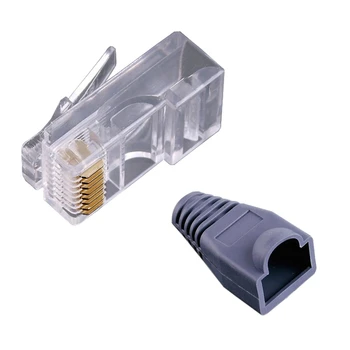 

50 RJ45 modular connectors plug + 50 boots caps