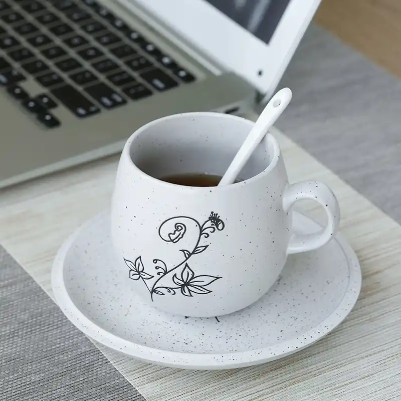 طقم فناجين قهوة من الحجري على الطراز الأوروبي كوب ماء بتصميم قديم مع الفناجين وأطباقها ملعقة سيراميك Teaware Sets Aliexpress