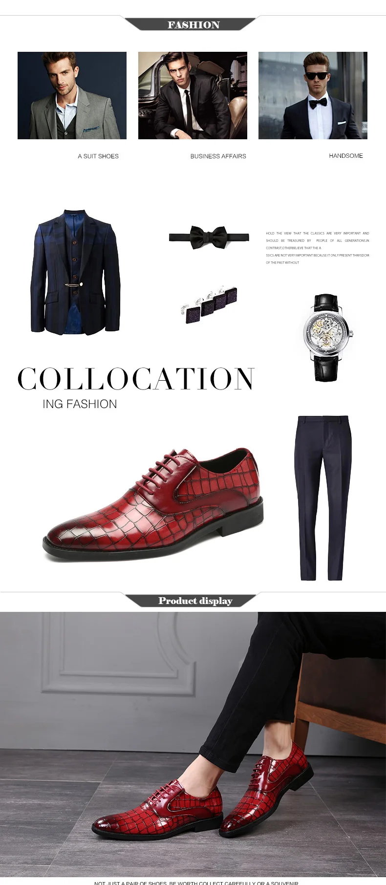 Misalwa Pointed Toe Men Derby Shoes Traditional Classic Crocodile Pattern Business Dress Formal Shoes Best Gift Big Size 38-48
