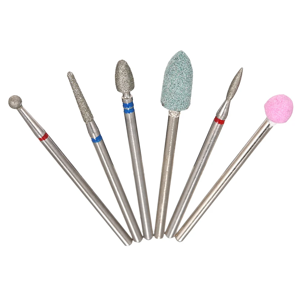 6pcs Nail Drill Bits Cuticle Cleaner Dust Drill Brush Rotary Polishing Nail Grinding Heads Nail Salon Tools Nail Grinding Tool