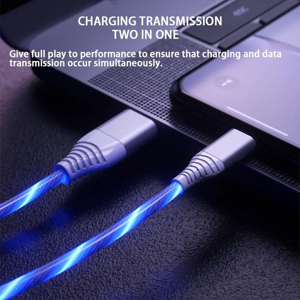 2M LED Lighting Micro USB Cable Type C Charging Wire USB C