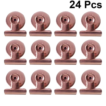 

24Pcs 38mm Refrigerator Clips Metal Paper Clips Magnetic Clip Food Bag Clip for Office School Home (Rose Golden)