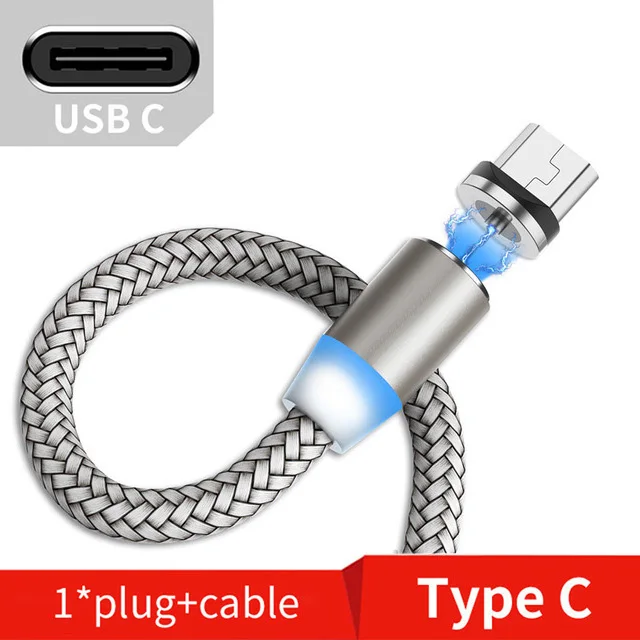 Модный Магнитный USB кабель для huawei samsung type-C зарядный USB C Магнитный кабель Micro USB шнур для мобильного телефона для iPhone X - Цвет: Silver for type C