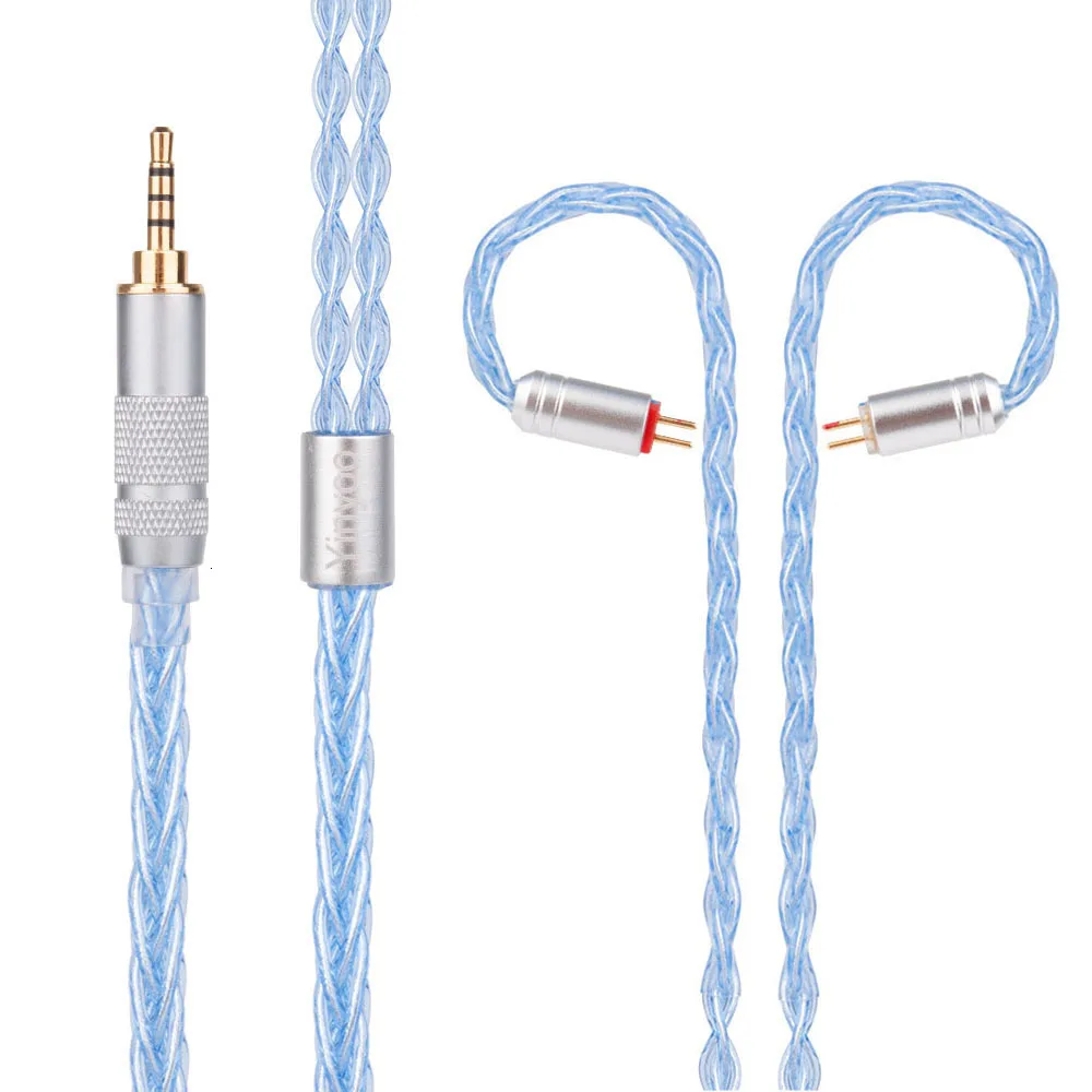 8 Core Silver Plated Cable 2.5/3.5/4.4mm Blue Cable With MMCX/2pin Connector For QT2 LZ A5 Magaosi K5 V20 Sony HQ5 HQ6