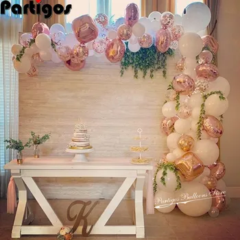 

87pcs/lot Rose Gold Balloon Arch Garland Kit White Premium Latex Balloons Wedding Bridal Baby Shower Birthday Bachelorett Decor