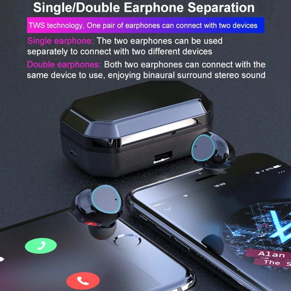 TWS Bluetooth 5 0 наушники настоящие беспроводные спортивные шумоподавление Гарнитура