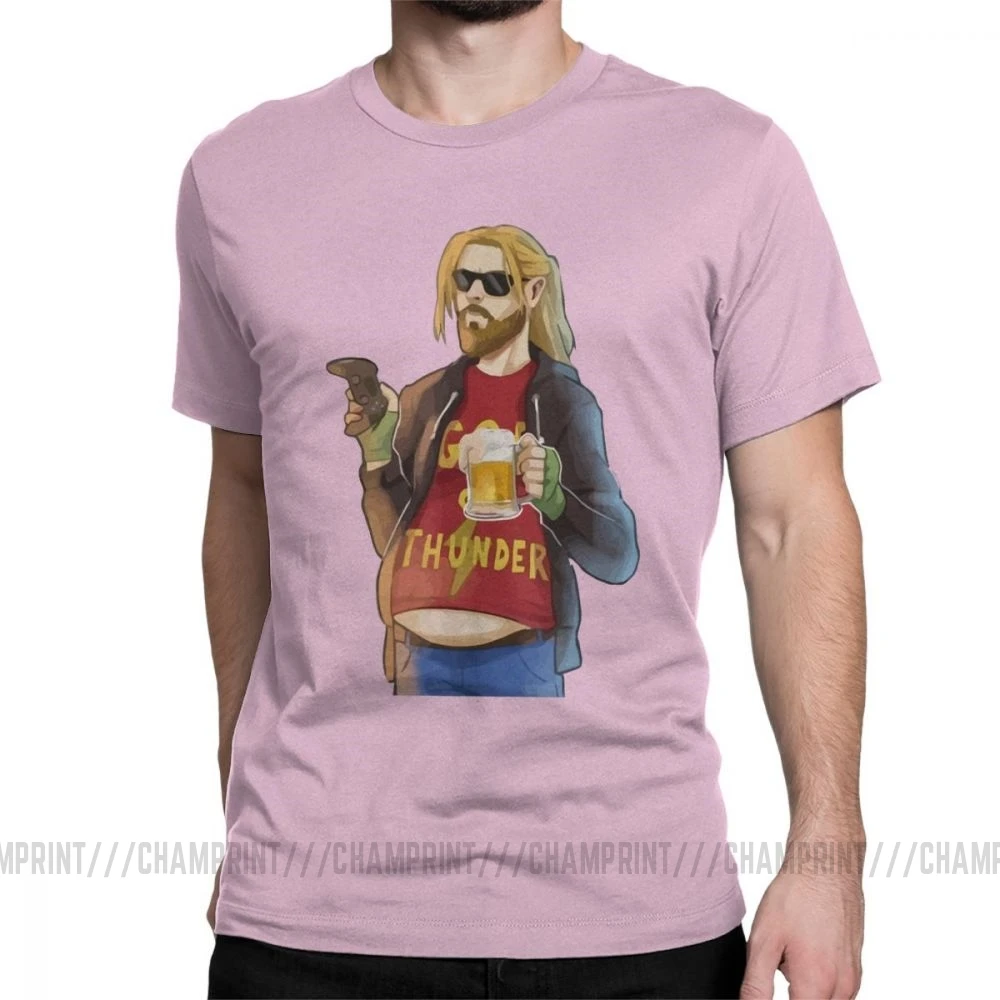 God Of Thunder Fat Thor Like Beer And футболки игровые мужские хлопок футболка с коротким рукавом размера плюс - Цвет: Розовый