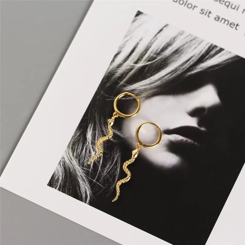 DAIWUJAN новые модные серьги-гвоздики в стиле панк со змеиным кулоном, 925 пробы серебряные круглые серьги в виде животных для женщин, ювелирные изделия