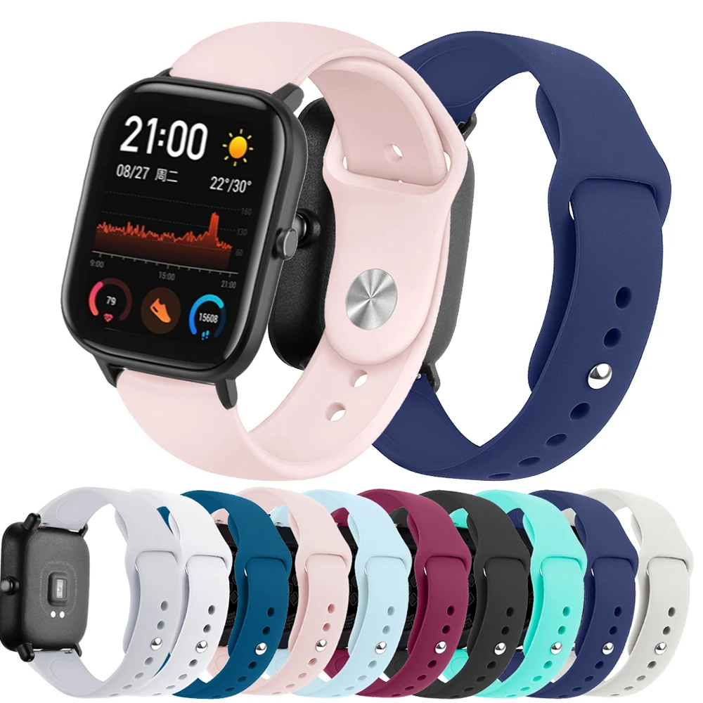 Силиконовый ремешок для часов сменный Xiaomi Huami Amazfit GTS/GTR 42 мм/Bip Lite Смарт-часы