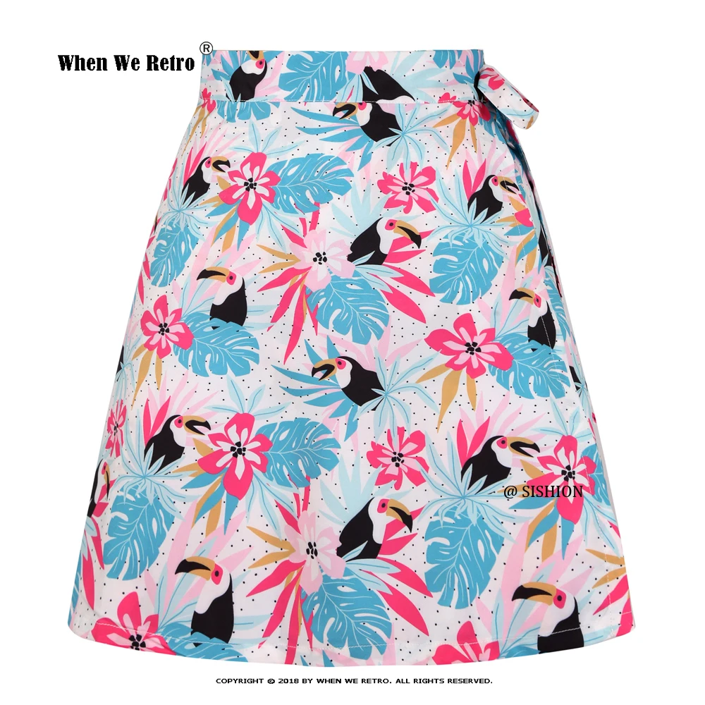 

Tropical Flowers Leaves and Toucans Printed Beach Summer Skirt SS0015 Sarong Boho Multitasks Sexy Wrap Skirt