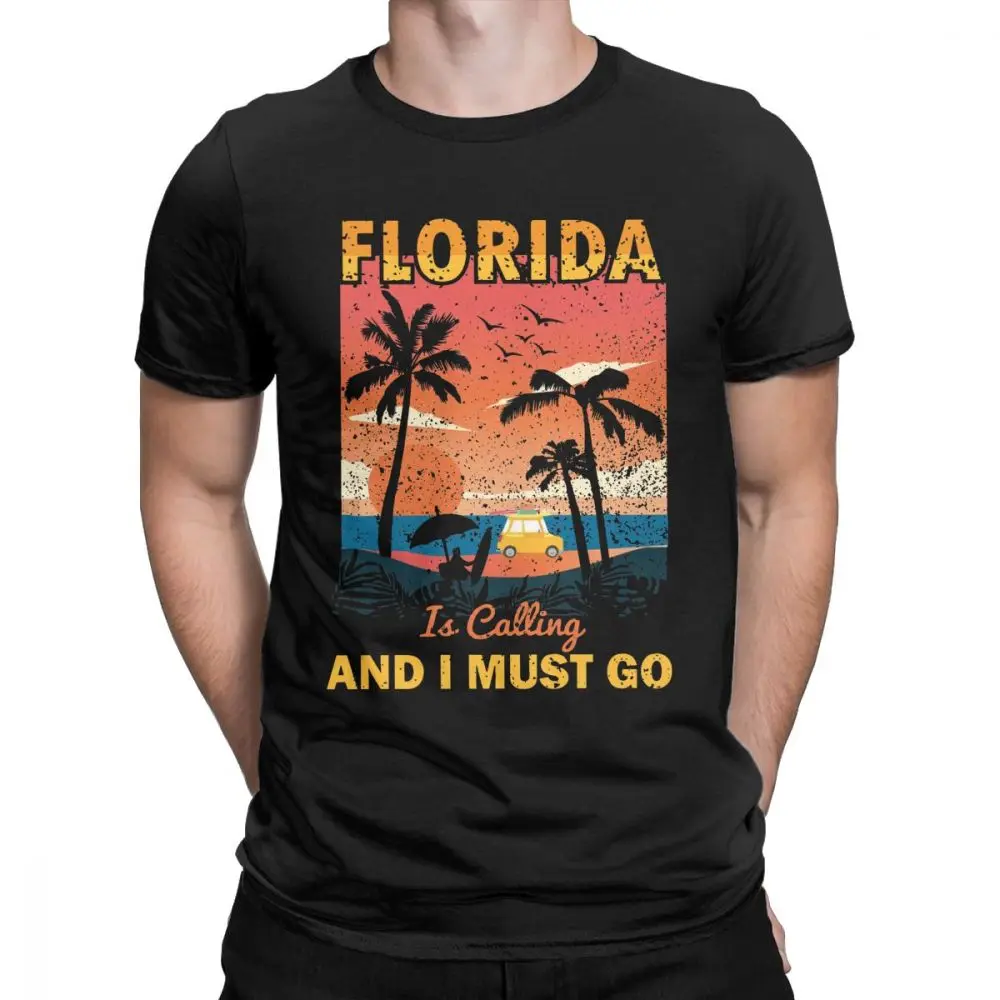 Мужские футболки Florida Is call And I Must Go винтажные пляжные летние топы с круглым