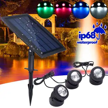

18 LED Solar Powered Underwater Lights 3 Lamps Landscape Spotlight Projection Light for Garden Pool Pond Outdoor Lighting