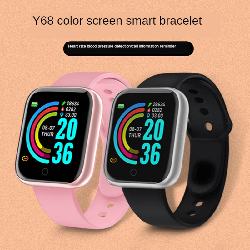 Nuevo  Reloj inteligente Y68 con pantalla a Color, pulsera Portátil con Bluetooth, monitor de frecuencia cardíaca y presión arterial, reloj de monitoreo de llamadas entrantes jYQOMlBZ50w