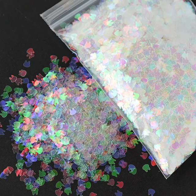 50G 1bag All White Glitter Shapes- Polyester Glitters - Opal Iridescent Rainbow White Glitter Chunky Nail Art Clear Iridescent 8