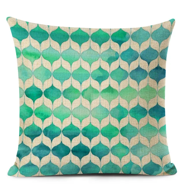 Геометрические синие волнистые домашние Чехлы для подушек домашние текстильные украшения мягкое сиденье автомобиля на заказ льняная мята зеленый свежий алмаз Almohada - Цвет: 5