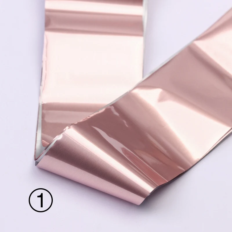 4*100 см розовое золото Лазерная Матовая переводная Фольга для ногтей украшения из страз обертки для ногтей Маникюрные ногти аксессуары поставки - Цвет: NO1  Nail Foils