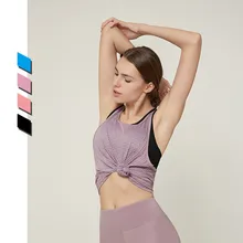 Спортивный Бюстгальтер Для Йоги из двух частей, красивый жилет с открытой спиной, дышащая сетка, без рукавов, одежда для тренировок, женская спортивная одежда