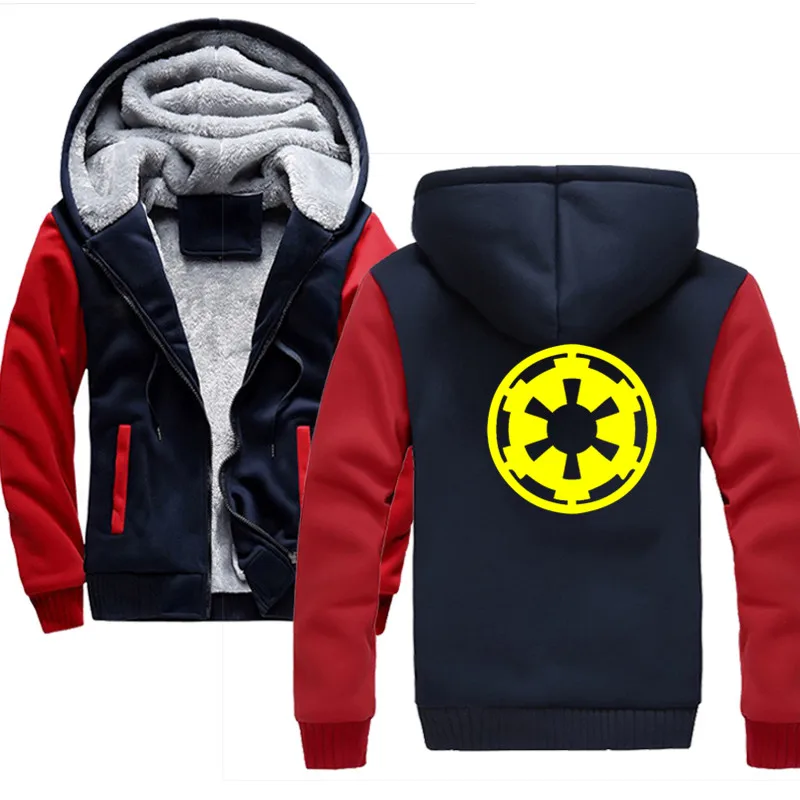 Толстовки Star Wars толстовки для мужчин зимние толстые флисовые пальто на молнии для мужчин теплый спортивный топ с длинными рукавами Толстовка Одежда - Цвет: Red blue