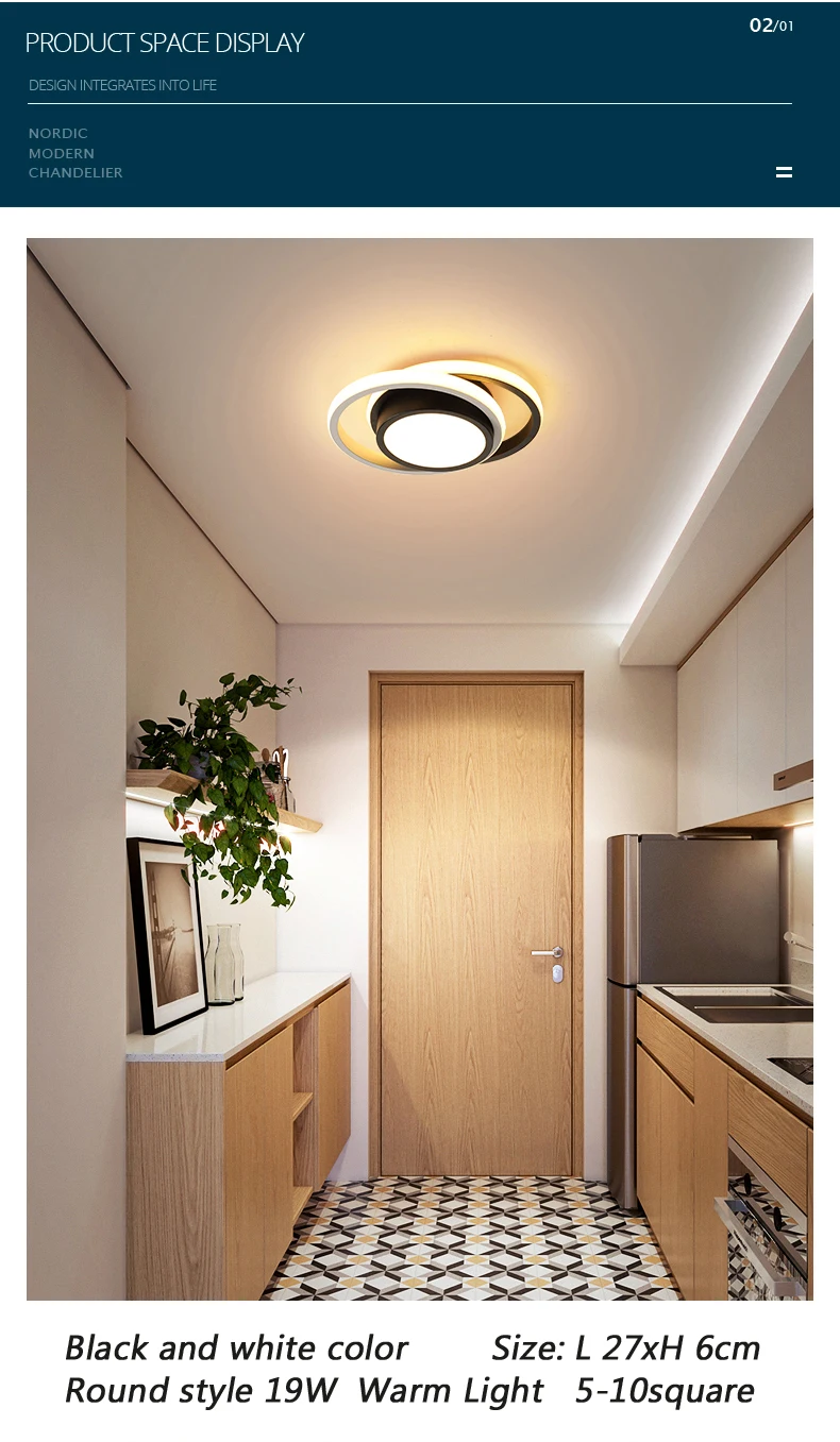 Modern LED ceiling lights for kitchen corridor night corridor balcony entrance Round / square modern LED ceiling lamp for home