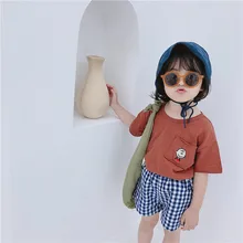 INS/летняя детская одежда; детские брюки в клетку; Детские хлопковые льняные шорты в Корейском стиле; модные брюки для мужчин и женщин