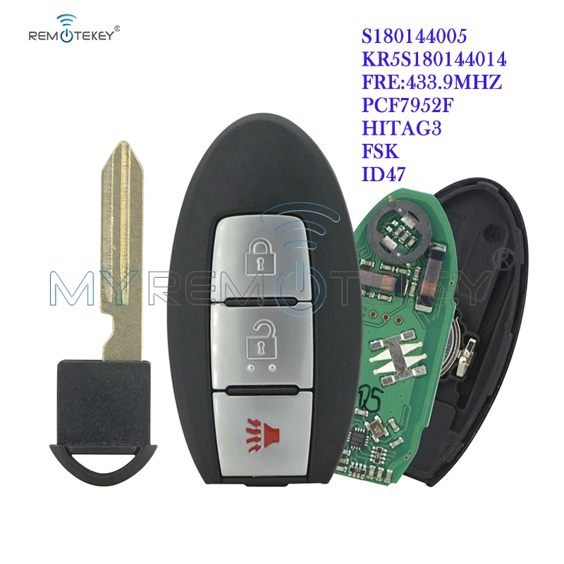 Remtekey S180144005  7812D-S180014  3 Button 433mhz 47 Chip Remote Key For Nissan Pathfinder 2013 2014 2015 Smart Car Key original car remote key for land rover defender id49 chip 433mhz 2button smart control smart key