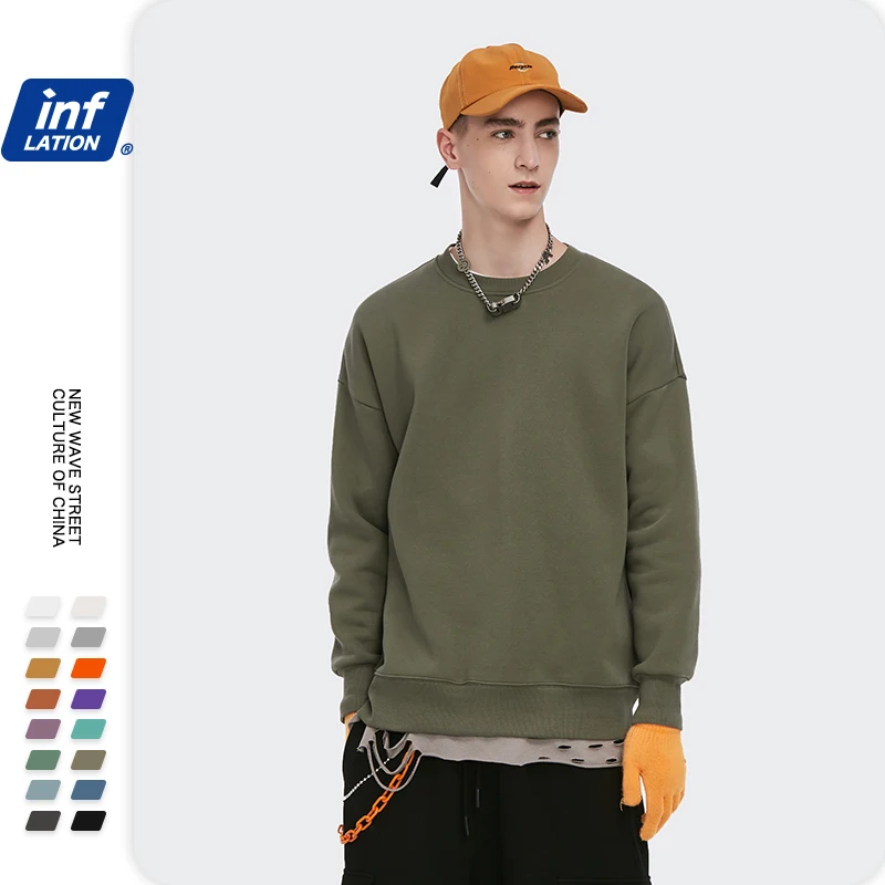 INFLATION 2020 Winter Men Thick Fleece Sweatshirt Unsex Hip Hop Multi-color Sweatshirt Men Solid Basic Winter Sweatshirts 166W17 INFLATION 2020 Winter Men Thick Fleece Sweatshirt Unsex Hip Hop Multi-color Sweatshirt Men Solid Basic Winter Sweatshirts 166W17