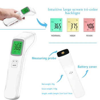 

2020 Portable Non-contact IR Thermometer ABS LCD Digital Body/SurfaceForehead Ear Adult Baby Temperature Measurement Tool