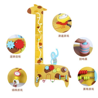 

Youlebi New Style Wall Game Wooden Giraffe Variety Play CHILDREN'S Height Measuring Tape Bead-stringing Toy Maze Toy