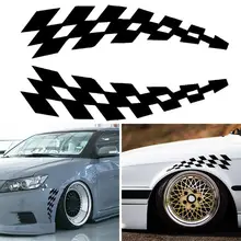 

2Pcs Plaid Flag Racing Car Decals Wheel Eyebrow Safety Reflective Stickers Decor Safety Reflective Stickers Decor Safety Reflect